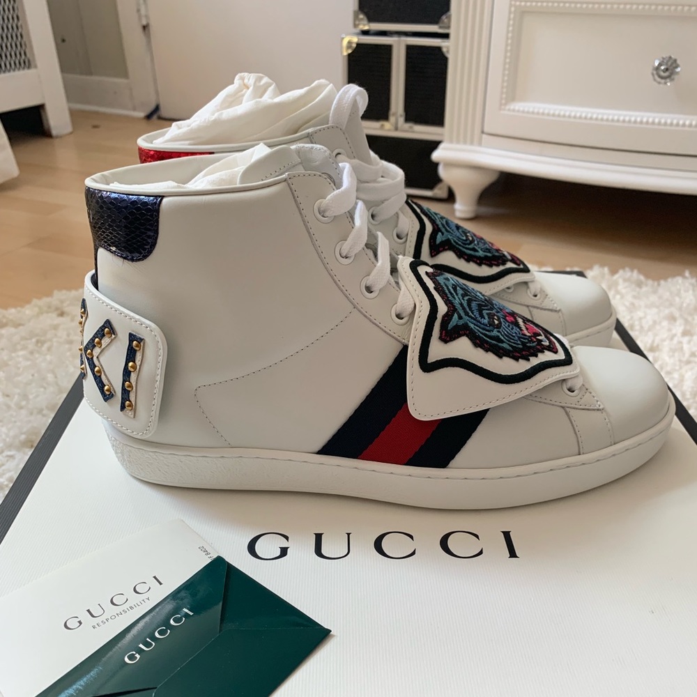 Gucci Ace High Top Sneaker Removable Patches 8.5 M